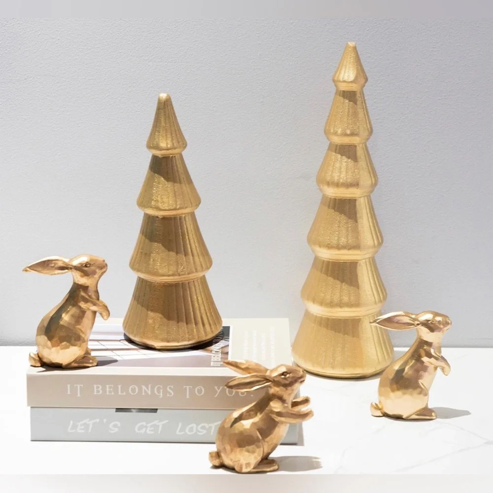 Accents | Nwt Resin Vintage Gold Bunny Decor Rabbit Figurines Small ...